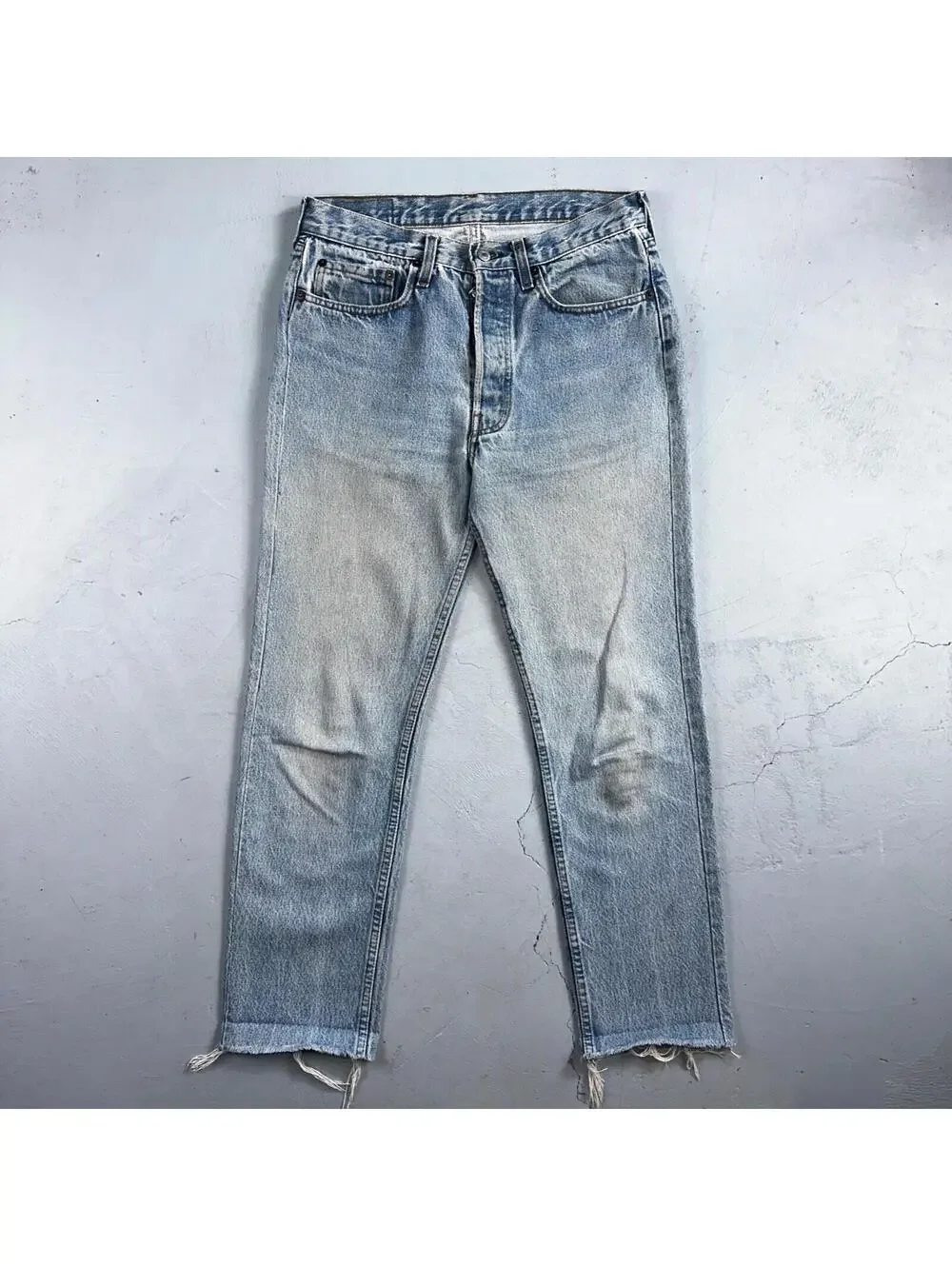 Levis 501 Vintage 80s USA XX Straight Leg Jeans Blue Light ALTERED Act 30x27